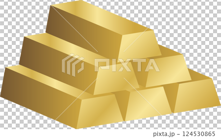 金の延べ棒　ゴールドバー　ゴールド　マネー　金融　ビジネス　背景　壁紙　イラスト素材 124530865