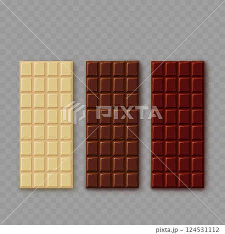 Chocolate Bars Variety - White, Milk, and Dark - Vector Chocolate Bars Variety - White, Milk, and Dark - Vector 124531112