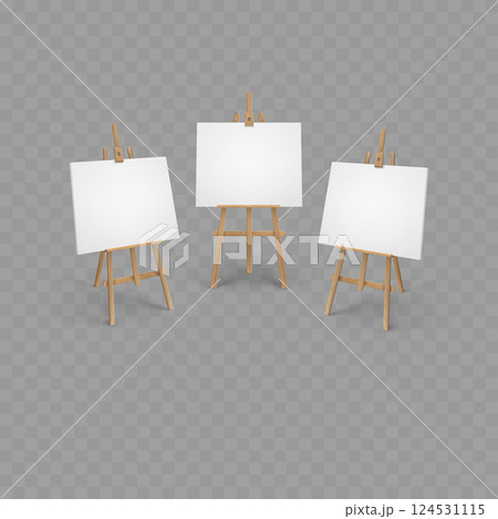 Easel Set with Blank Canvases Vector Easel Set with Blank Canvases Vector 124531115