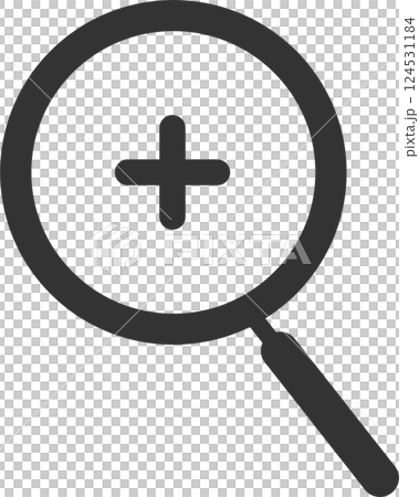 Simple magnifying glass monochrome line drawing illustration icon 124531184