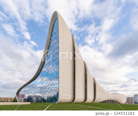 Modern Architecture of Heydar Aliyev Centre in Baku Azerbaijan on a Clear Day Modern Architecture of Heydar Aliyev Centre in Baku Azerbaijan on a Clear Day 124531283