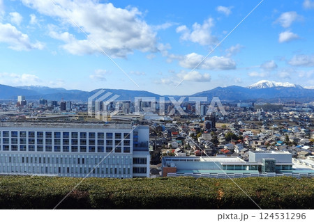 大垣市街地と山並み（養老山地と伊吹山） 124531296