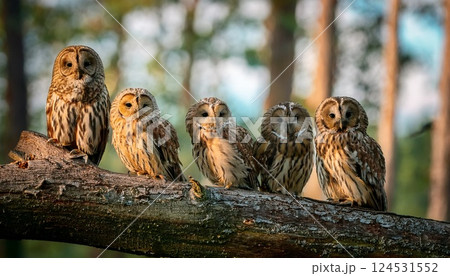 フクロウの幼鳥がかわいい 124531552