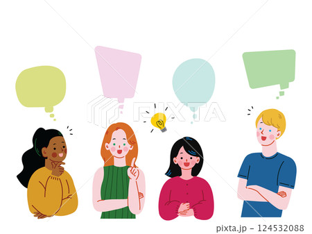 グループでアイディアを出し合う留学生の男女 124532088