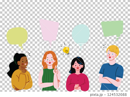 グループでアイディアを出し合う留学生の男女 124532088