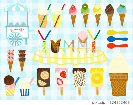 甘くて美味しいアイスイラスト素材セット 124532408