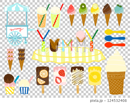 甘くて美味しいアイスイラスト素材セット 124532408