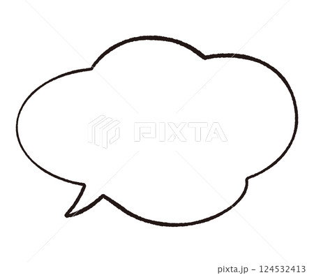 線画手書き風のシンプルな吹き出し 4つのもくもく雲形しっぽ左 白黒 線画手書き風のシンプルな吹き出し 4つのもくもく雲形しっぽ左 白黒 124532413