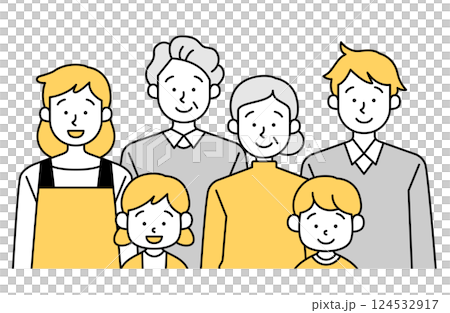 三世代家族のベクターイラスト 三世帯 老夫婦 孫 主婦 三世代家族のベクターイラスト 三世帯 老夫婦 孫 主婦 124532917