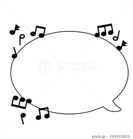 音符が付いた吹き出し_横書き_右しっぽ_モノクロ 124533020