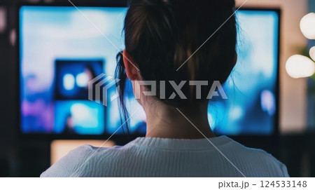 パソコンのモニターを見る人 124533148