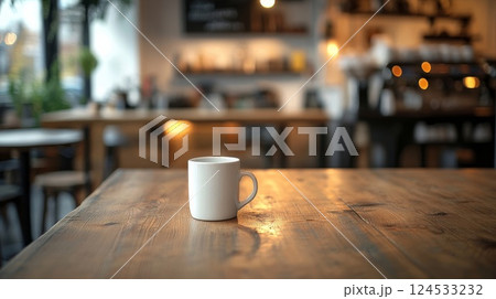 おしゃれなカフェとコーヒーカップ 124533232