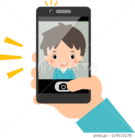 スマートフォンでセルフィーを撮る手 スマートフォンでセルフィーを撮る手 124533276
