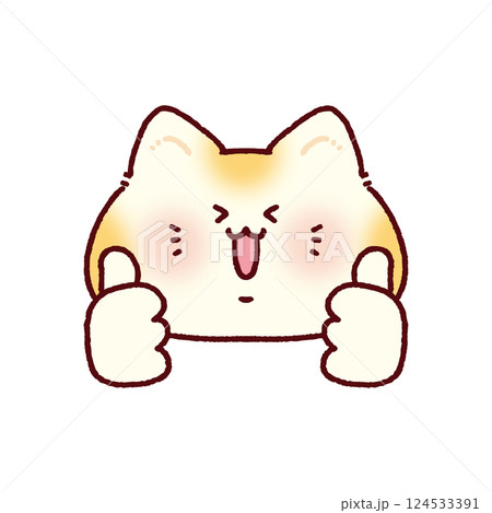 ダブルグッドサインする猫 124533391