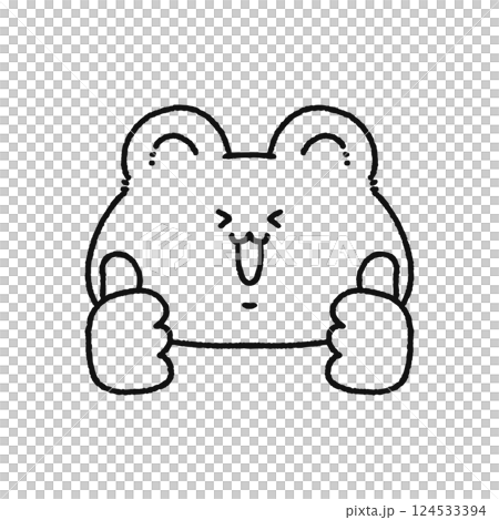 熊豎起雙拇指標誌-線條畫 124533394