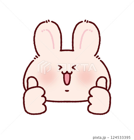 ダブルグッドサインするウサギ 124533395
