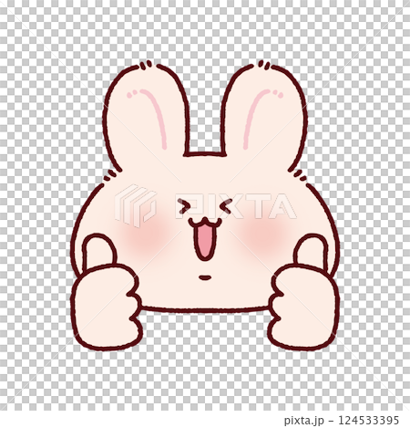 Rabbit doing double thumbs up sign 124533395