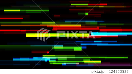 Abstract tech glowing neon lines vector background with glitch effect 124533525