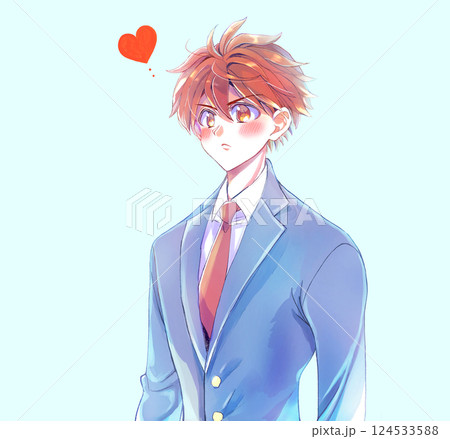 真面目な表情の男子学生　恋 124533588