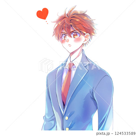 真面目な表情の男子学生　恋 124533589