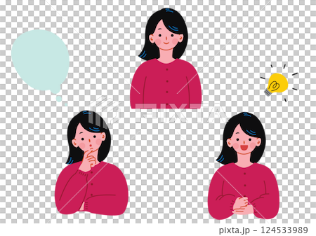 かわいい女の子の表情イラストセット かわいい女の子の表情イラストセット 124533989