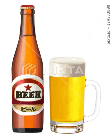 ビール瓶とビアジョッキ 124533999