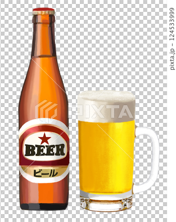 ビール瓶とビアジョッキ 124533999