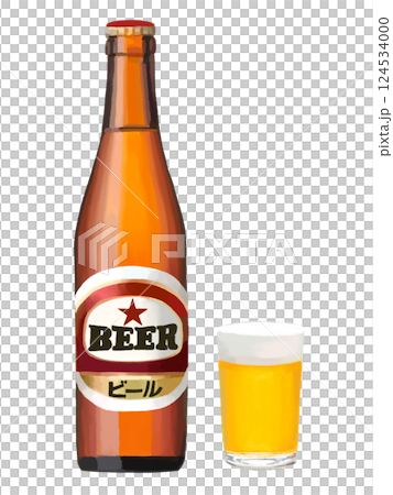 Beer bottle and beer cup Beer bottle and beer cup 124534000