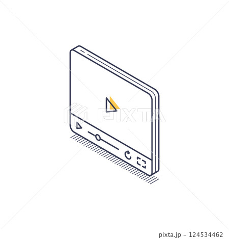 Isometric line icon of a multimedia player interface with simple design elements Isometric line icon of a multimedia player interface with simple design elements 124534462