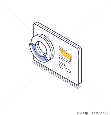 Visual representation of pie chart infographics in isometric line design for data analysis Visual representation of pie chart infographics in isometric line design for data analysis 124534475