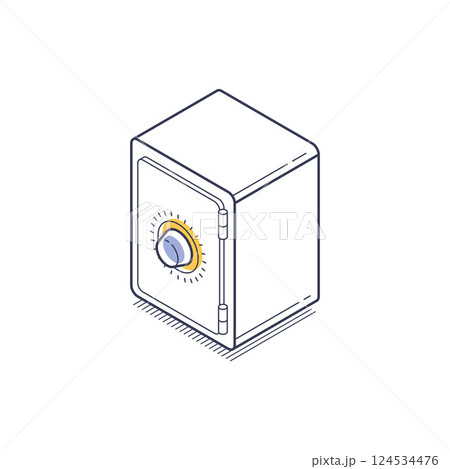Illustration of a modern isometric bank safe icon representing security and finance Illustration of a modern isometric bank safe icon representing security and finance 124534476