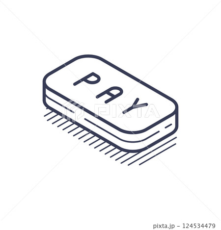 Isometric line icon of a simplified pay button with clean outline design Isometric line icon of a simplified pay button with clean outline design 124534479