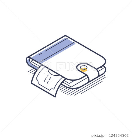 Modern isometric line icon of a wallet with a receipt for digital financial illustrations Modern isometric line icon of a wallet with a receipt for digital financial illustrations 124534502