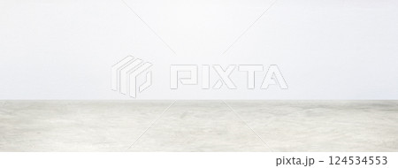 Cement floor and white cement wall as background. Vintage style background for wallpaper. 124534553