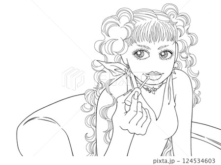 リップを塗る女性 リップを塗る女性 124534603