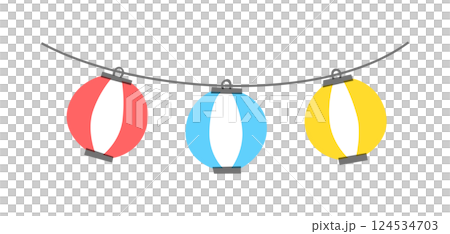 Lantern illustration, lantern, red lantern, festival, summer festival, decoration, decoration, festival, stall, night stall, Japanese, Japanese style, light 124534703