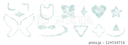 Grainy shapes set isolated on white background Grainy shapes set isolated on white background 124534718