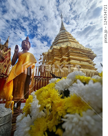 Golden temple, Doi Suthep, landmark of Chiangmai, Thailand Golden temple, Doi Suthep, landmark of Chiangmai, Thailand 124534721