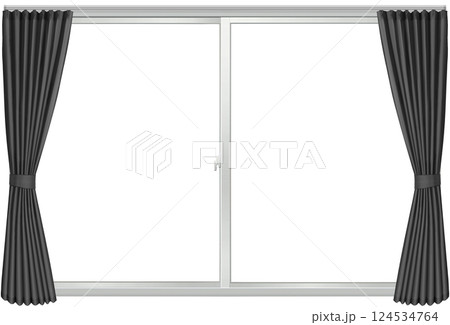窓と黒いカーテン　 124534764