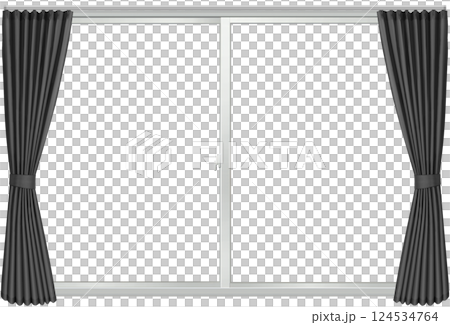 窓と黒いカーテン　 124534764