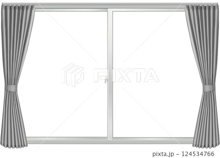 窓とグレーのカーテン 窓とグレーのカーテン 124534766