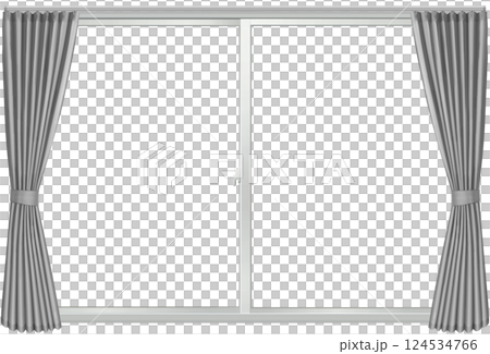 窓とグレーのカーテン 窓とグレーのカーテン 124534766