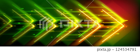 Neon glowing arrow shapes background Neon glowing arrow shapes background 124534791