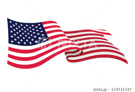 USA waving flag. American national symbol isolated on white background. Banner design element 124535147