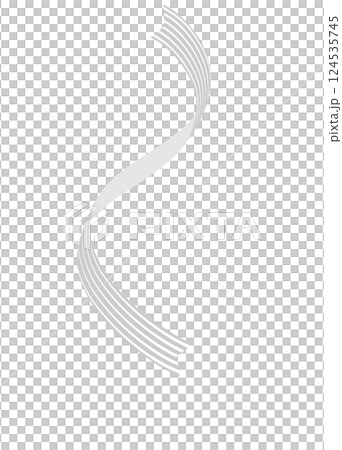 リボンテープ素材イラスト　グレー灰色　曲線ライン飾り　背景白png　ベクター　シンプル 124535745