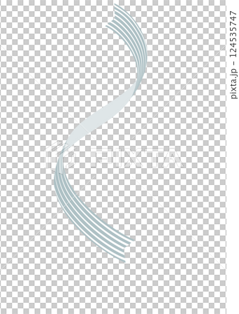 リボンテープ素材イラスト　ブルーグレー灰色　曲線ライン飾り　背景白png　ベクター　シンプル 124535747