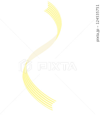 リボンテープ素材イラスト　淡い黄色　曲線ライン飾り　背景白png　ベクター　シンプル 124535751