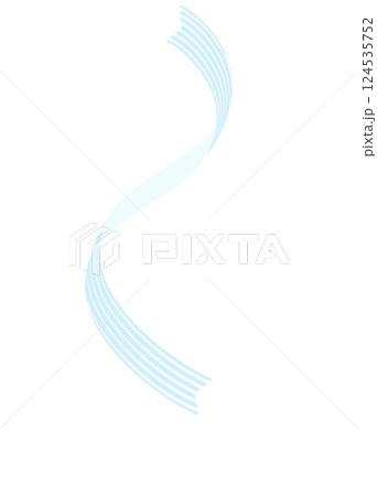 リボンテープ素材イラスト　水色ライトブルー色　曲線ライン飾り　背景白png　ベクター　シンプル 124535752
