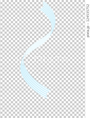 リボンテープ素材イラスト　水色ライトブルー色　曲線ライン飾り　背景白png　ベクター　シンプル 124535752