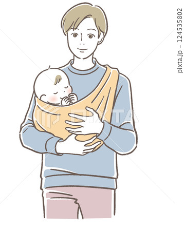 赤ちゃんを抱っこする男性 赤ちゃんを抱っこする男性 124535802